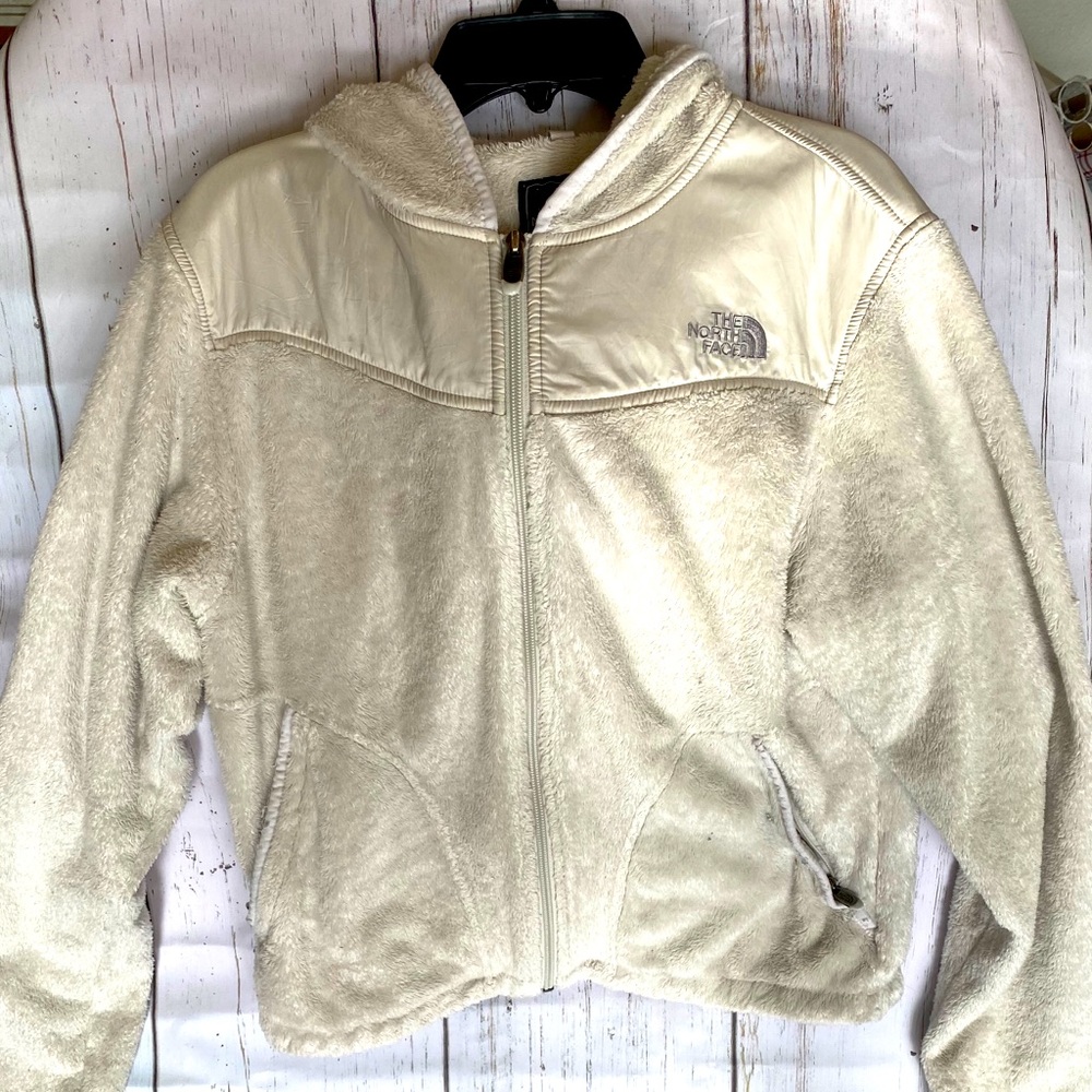 The North face cream colored zip up hoodie size M